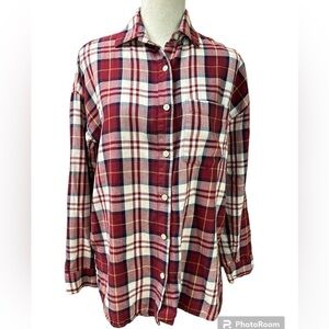 Old Navy The Boyfriend Shirt Plaid Cotton Small